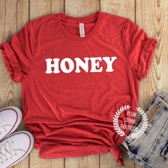 Plum Creek Boutique Tops - Honey TShirt - Graphic Tee - Regular and Plus Size